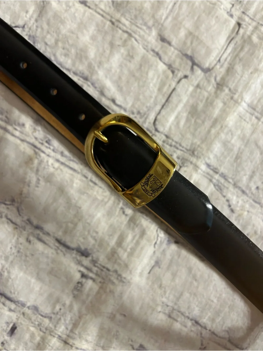 JONES NEW YORK HAND GLAZED P.U.COATED SPLIT COWHIDE TAIWAN MADE BLACK BELT L